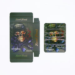 Half Holographic Skull Smell Proof Metallized Foil Stand Strong® Bags with Matching Box