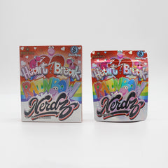 Holographic Rainbow Poppers Smell Proof Metallized Foil Stand Strong Bags with Matching Box 3.5g
