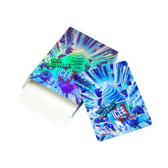 Holographic Blue Icee Smell Proof Metallized Foil Stand Strong® Bags with Matching Box 3.5g