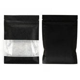 Reusable Flat Zipper Seal Bags – Wax Paper Black Kraft Material with Clear Window