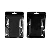 Reusable Flat Zipper Seal Bags – Glossy Half Universal Black Polypropylene with Window & Butterfly Hang Hole - Universal Black