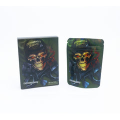 Half Holographic Skull Smell Proof Metallized Foil Stand Strong® Bags with Matching Box