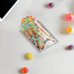 Clear Plastic with Chrome Silver Metallic Mylar Flat Open Top Packaging Bags