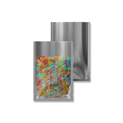 Clear Plastic with Chrome Silver Metallic Mylar Flat Open Top Packaging Bags