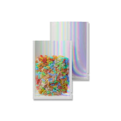 Clear Plastic and Galactic Holographic Metallic Mylar Flat Open Top Packaging Bags