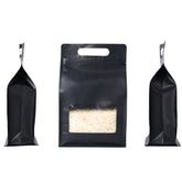 Smooth Matte Waxed Black Side Gusset Stand Strong® Bags with Die Cut Handles