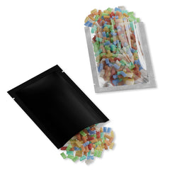Matte Mylar Flat Open Top Bags with Clear Transparent Side Window