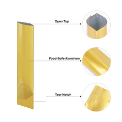 Customizable Double-Sided Glossy Aluminum Open Top Stick Pouches (Basic Printing)