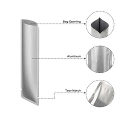 Customizable Iron Silver Aluminum SlickSeal™ Stick Pouches Bags with Rounded Corners (Basic Printing)
