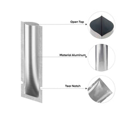 Customizable Aluminum Open Top Stick Pouches with Straight Corners (Basic Printing)