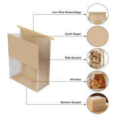 Customizable Half Colored Cotton Paper Open Top Side Gusset Bags with Tin Tie (Full Customization)