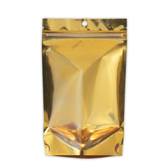 Single Side Glossy Half Gold Rush Metallic Mylar Stand Strong® Bags with Round Hang-Hole