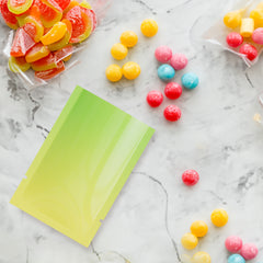 Glossy Double-Sided Two-Tone Ombre Gradient Mylar Open Top Packaging Bags