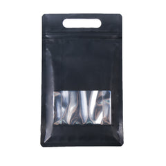 Smooth Matte Waxed Black Side Gusset Stand Strong® Bags with Die Cut Handles