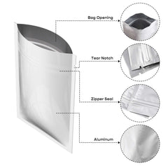 Customizable Heavy Duty Iron Silver Aluminum Foil Flat Zipper Seal Bags (Basic Printing)