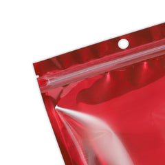 Single Side Glossy Half Heart Red Metallic Mylar Stand Strong® Bags with Round Hang-Hole