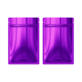 Reusable Flat Zipper Seal Bags – Glossy Grape Purple Metallic Mylar with Rounded Corners