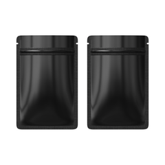 Reusable Flat Zipper Seal Bags – Glossy Mirror Black Metallic Mylar with Rounded Corners