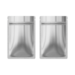 Reusable Flat Zipper Seal Bags – Chrome Silver Glossy Metallic Mylar with Rounded Corners