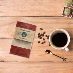 Customizable Vintage Kraft Clear Slit Window Flat Zipper Seal Bags (Full Customization)