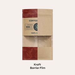 Customizable Vintage Kraft Clear Slit Window Flat Zipper Seal Bags (Full Customization)