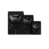 Reusable Flat Zipper Seal Bags – Mirror Black Mylar Open Bottom Pre-Sealed Top Rounded Corners