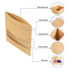 Customizable Kraft Flat Zipper Seal Bag with Center Bar Window (Full Customization)