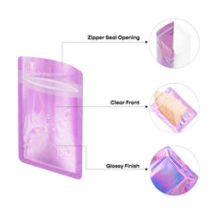 Customizable Clear and Half Gemstone Colored Mylar Flat Zipper Seal Bags (Full Customization)