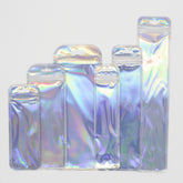 Reusable Flat Zipper Seal Bags – Half Diamond Pattern Metallic Foil with Butterfly Hang Hole