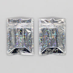 Reusable Flat Zipper Seal Bags – Diamond Mylar with Holographic Glitter Finish