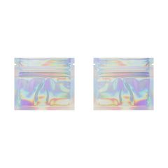 Glossy Double-Sided Diamond Holographic Mini Mylar Foil Smell Proof Flat Zipper Seal Bags