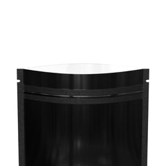 Single-Sided Glossy Mirror Black Mylar Foil Smell Proof Flat Zipper Seal Bags