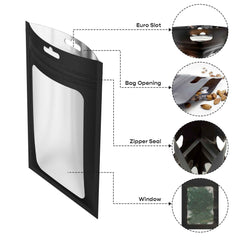 Customizable Matte Mylar Foil Flat Zipper Seal Bags with Translucent Border & Butterfly Hang Hole (Full Customization)