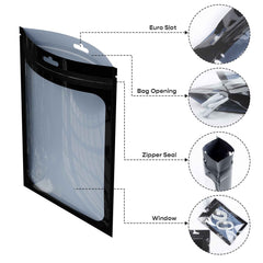 Customizable Glossy Bordered Clear Window Zipper Seal Packaging Bags with Butterfly Hang Hole (Basic Printing)