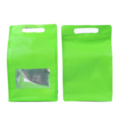 Smooth Matte Citrus Green Side Gusset Stand Strong® Bags with Die Cut Handles
