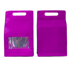 Smooth Matte Acai Purple Side Gusset Stand Strong® Bags with Die Cut Handles