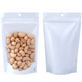 Single Side Glossy Half Arctic White Metallic Mylar Stand Strong® Bags with Round Hang-Hole