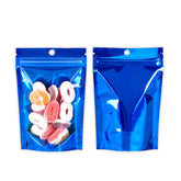 Single Side Glossy Half Lapis Lazuli Blue Metallic Mylar Stand Strong® Bags with Round Hang-Hole