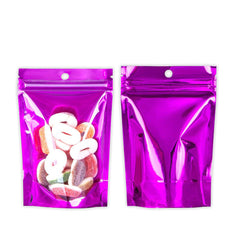 Single Side Glossy Half Ripe Plum Purple Metallic Mylar Stand Strong® Bags with Round Hang-Hole