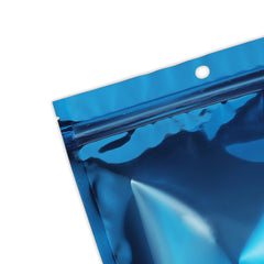 Single Side Glossy Half Lapis Lazuli Blue Metallic Mylar Stand Strong® Bags with Round Hang-Hole