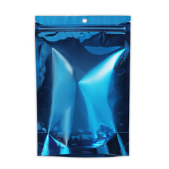 Single Side Glossy Half Lapis Lazuli Blue Metallic Mylar Stand Strong® Bags with Round Hang-Hole