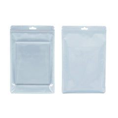 Reusable Flat Zipper Seal Bags – Glossy Half Robin Egg Blue Polypropylene with Window & Butterfly Hang Hole