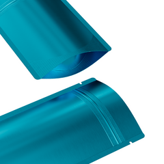 Matte Cool Blue Mylar Stand Strong® Bags with Rounded Corners