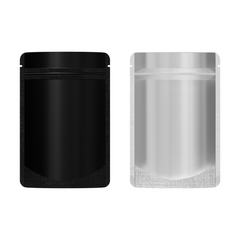 Half Waxed Black Metallic Mylar Stand Strong® Bags with Rounded Corners