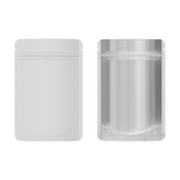 Half Off White Metallic Mylar Stand Strong® Bags with Rounded Corners