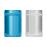 Half Electric Blue Metallic Mylar Stand Strong® Bags with Rounded Corners