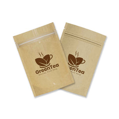 Customizable Glossy Clear Half Kraft Stand Up Zipper Seal Bags (Basic Printing)