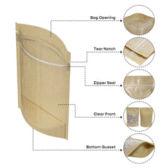 Customizable Glossy Clear Half Kraft Stand Up Zipper Seal Bags (Full Customization)