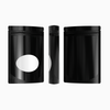Glossy Mirror Black Round Window Plastic and Mylar Stand Strong® Bags with Rounded Corners - Mirror Black