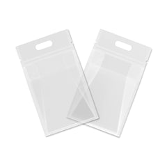 Customizable Clean Clear Polyethylene Side Gusset Stand Zipper Seal Bags with Die Cut Handles (Basic Printing)